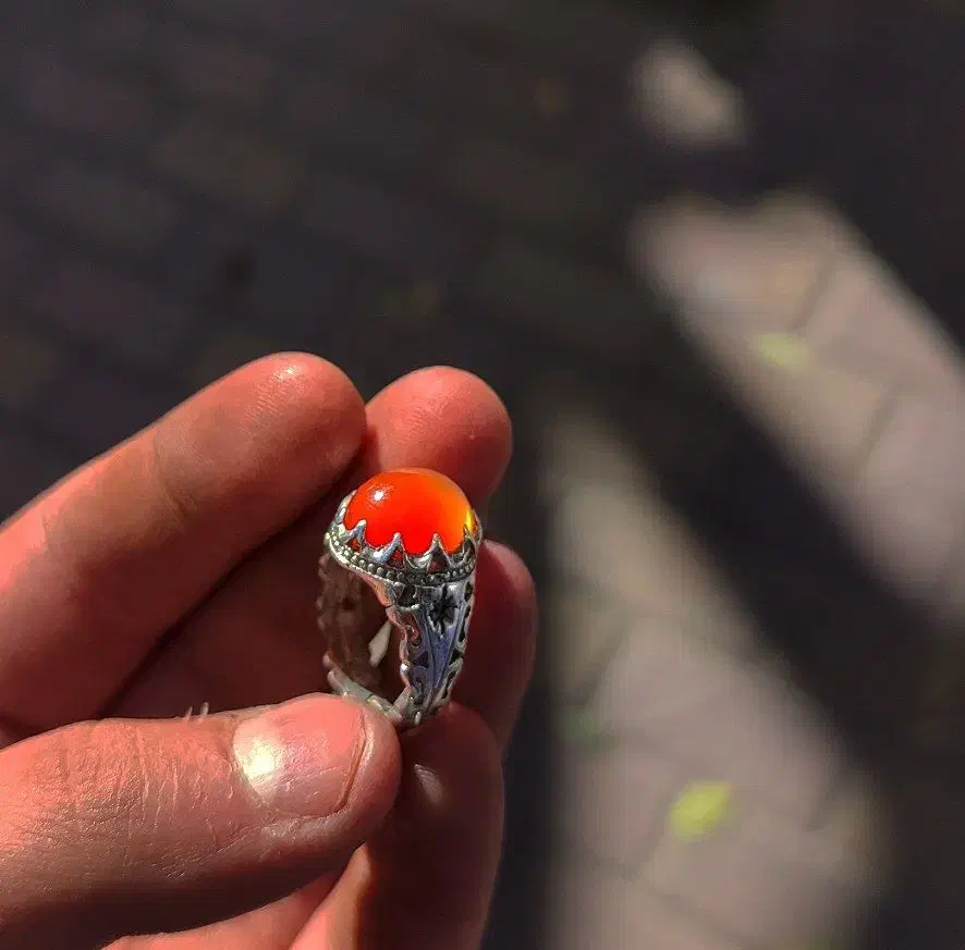 انگشتر نقره ترک سنگ عقیق|جواهرات|اردبیل, |دیوار