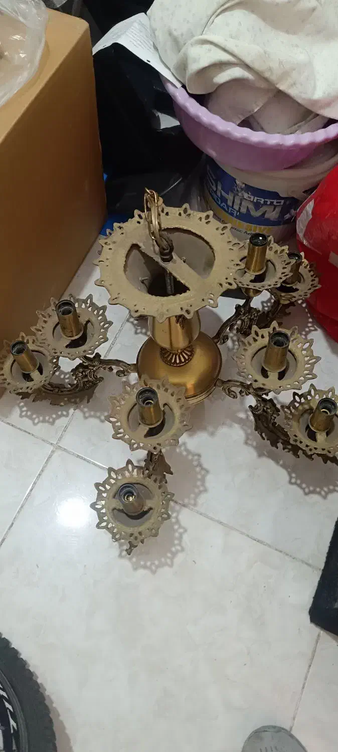 لوستر برنزی|لوستر و چراغ آویز|باقرشهر, |دیوار