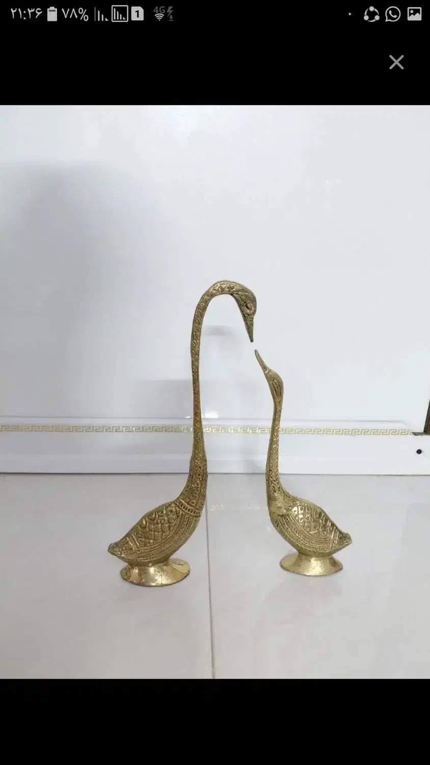 یک جفت قو عاشق (جنس برنج)|مجسمه، تندیس، ماکت|خمام, |دیوار