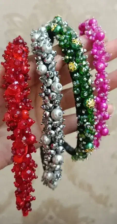 تل های دوخته شده با کریستال و مروارید|زیورآلات و اکسسوری|زنجان, |دیوار