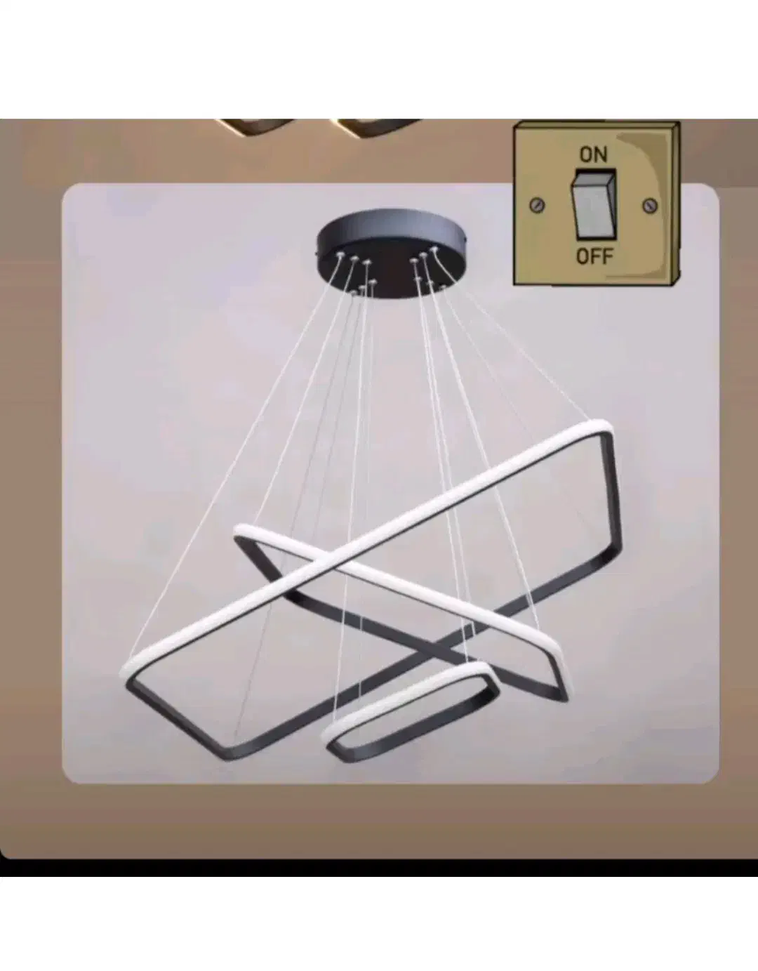 لوستر سه حلقه مربع|لوستر و چراغ آویز|آمل, |دیوار