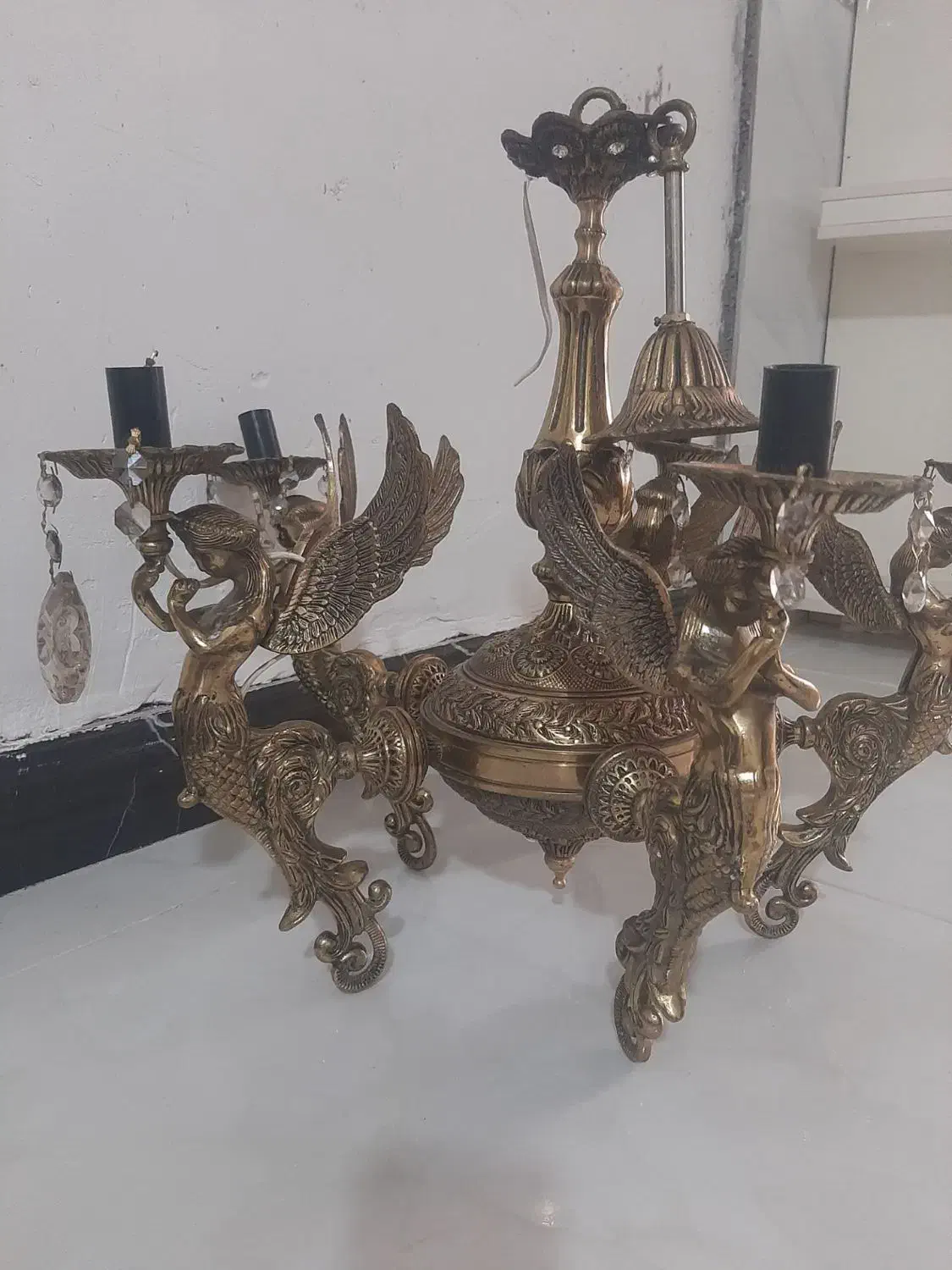 لوستر پنج شاخه|لوستر و چراغ آویز|چهارباغ, |دیوار