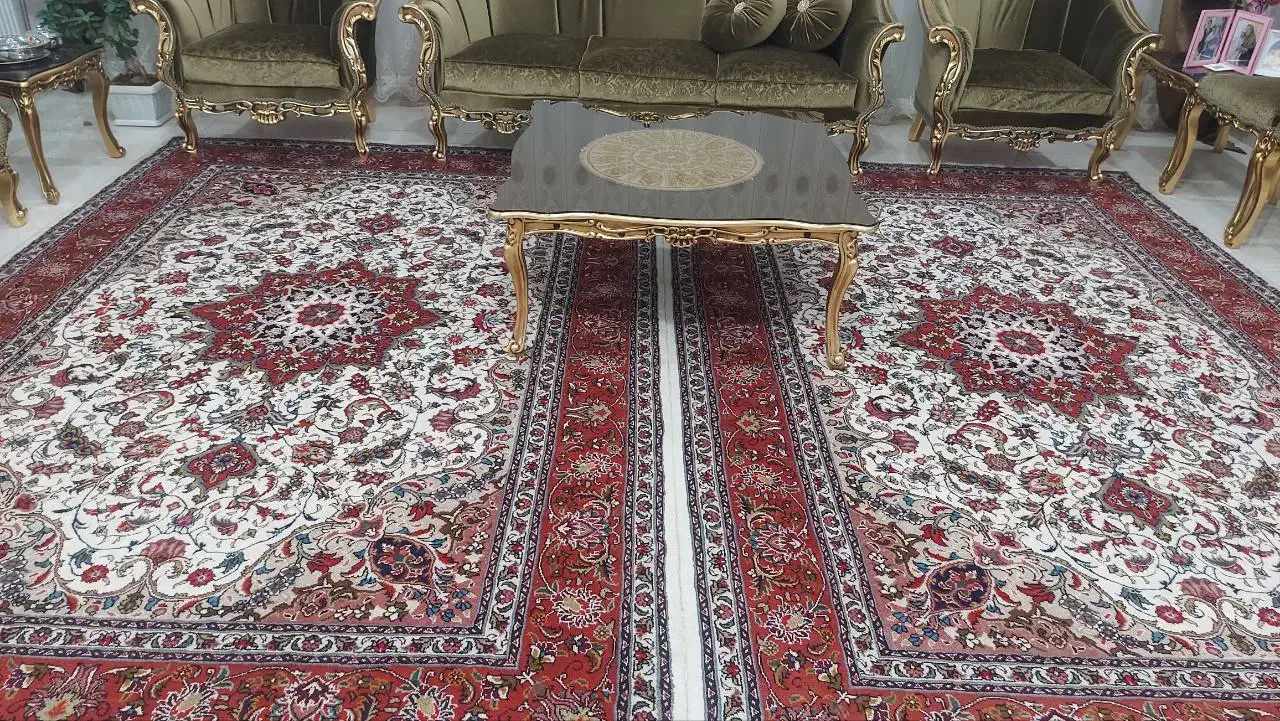 دوتخته فرش دستباف آذرشهر طرح اصفهان|فرش|ارومیه, |دیوار