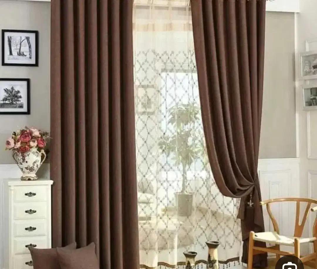 پرده قهوه ایو بنفش به ابعاد مختلف|پرده، رانر، رومیزی|رشت, شالکو|دیوار