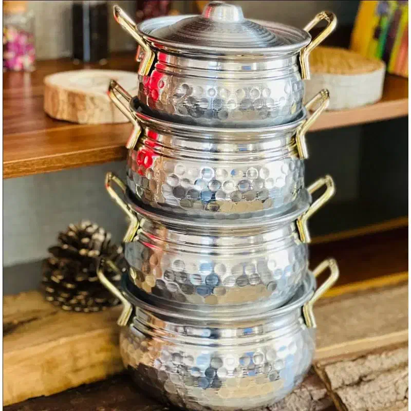 سرویس قابلمه ۸ پارچه روحی خمرای دسته طلایی|ظروف پختوپز|مراغه, |دیوار