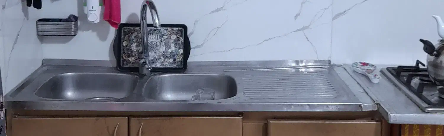 سینک ظرفشویی دولگنه|آب‌چکان و نظم‌دهنده ظروف|رودبنه, |دیوار