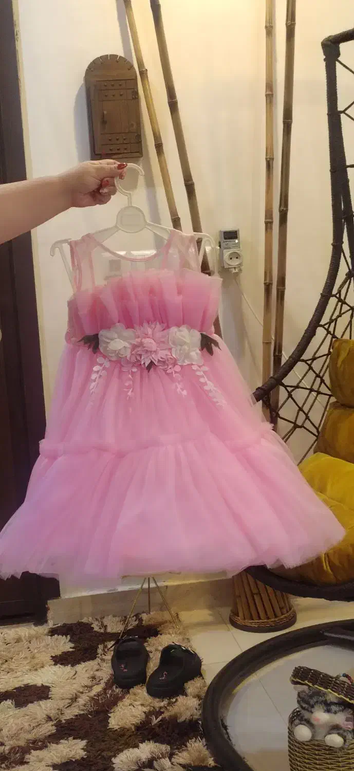 پیراهن ژیفون دار مجلسی دخترانه 6 تا 8 سال|کفش و لباس بچه|قائمشهر, |دیوار