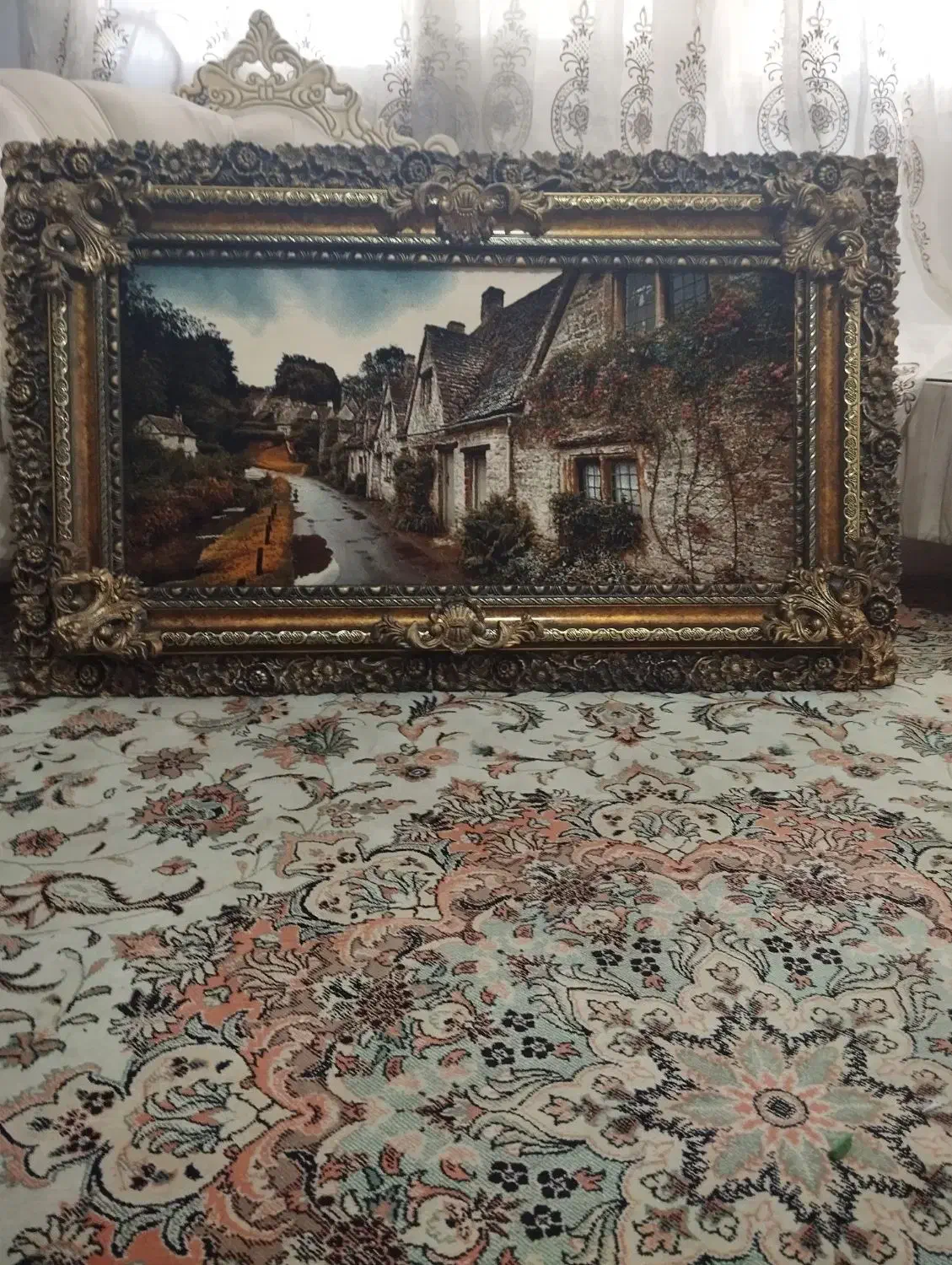 تابلو فرش منظره بزرگ با قاب|تابلو فرش|پرند, فاز ۶|دیوار