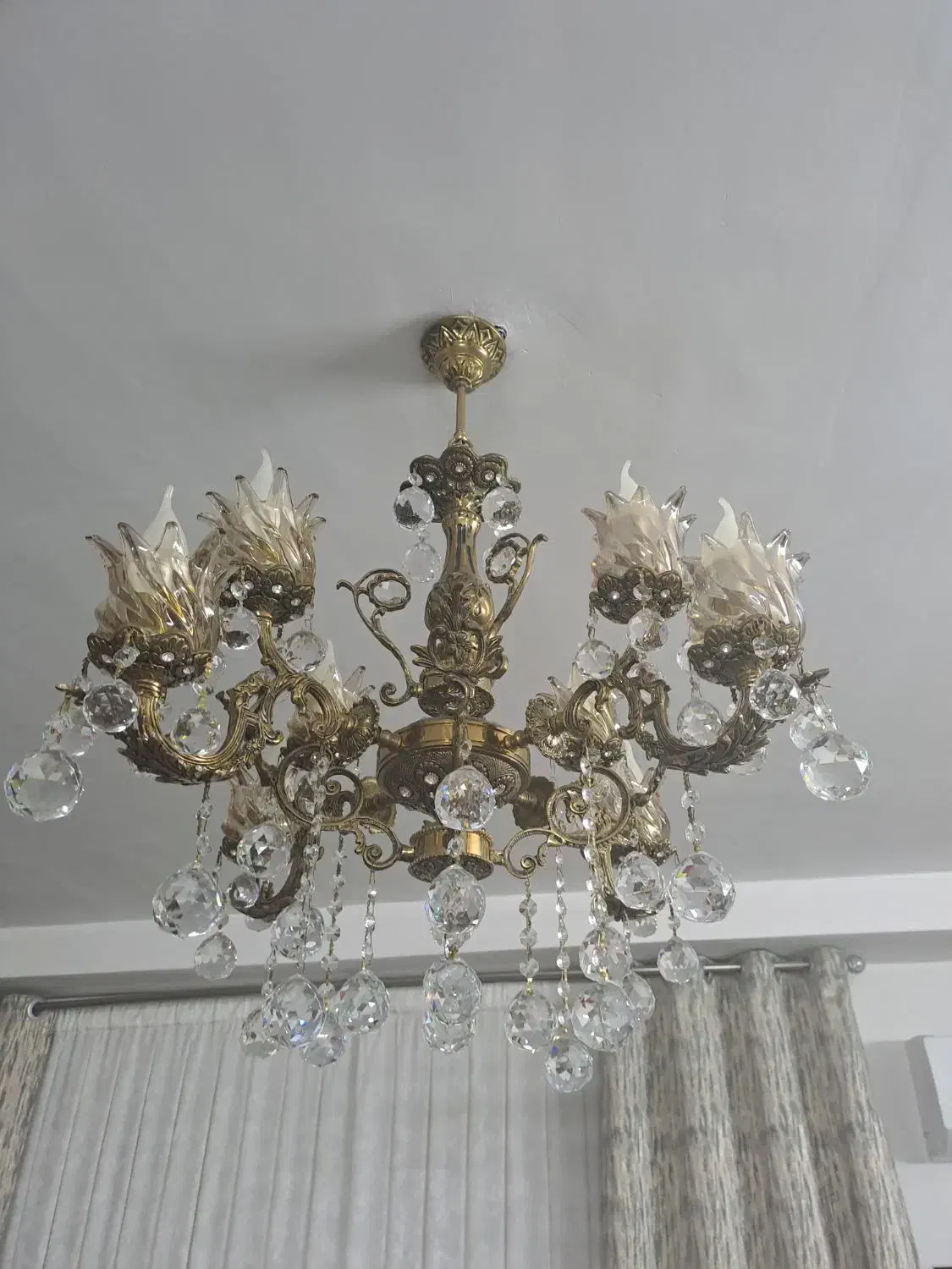 لوستر برنز و چوب|لوستر و چراغ آویز|الوند, |دیوار