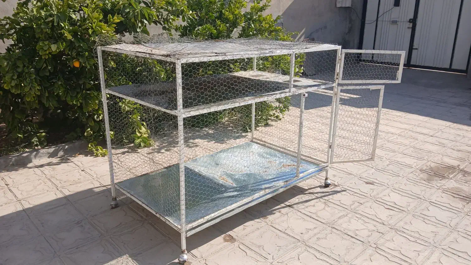 قفس آهنی دو طبقه همراه با کفی کشویی|لوازم جانبی حیوانات|داراب, |دیوار