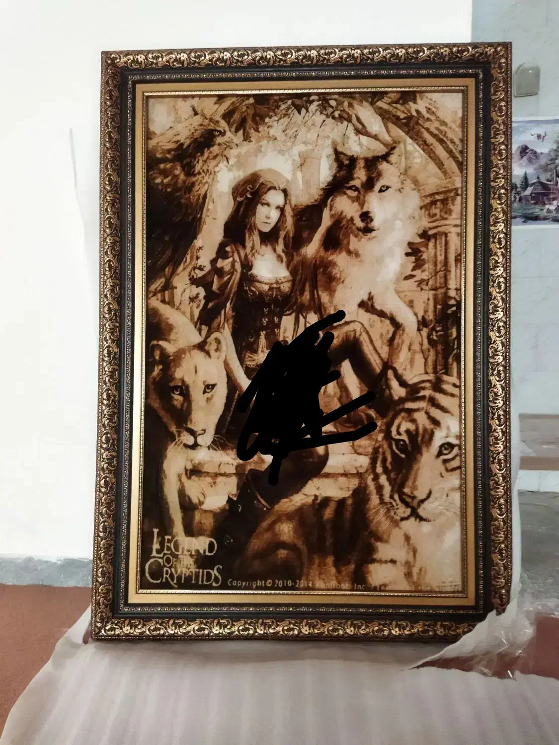 تابلو فرش فانتزی دختر وگرگ|تابلو فرش|کرمانشاه, |دیوار