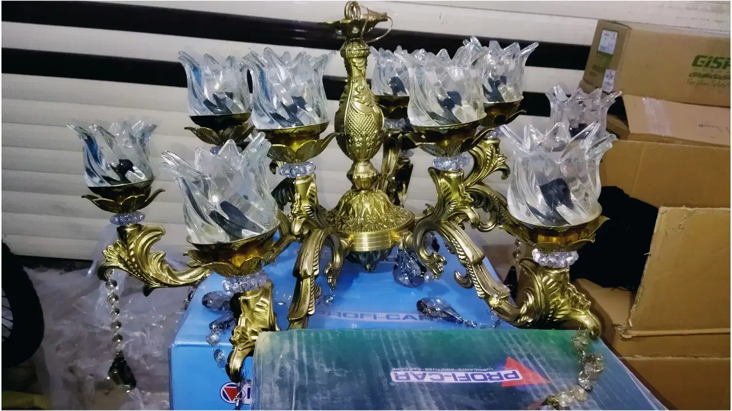 لوستر برنج و کریستال|لوستر و چراغ آویز|تبریز, |دیوار