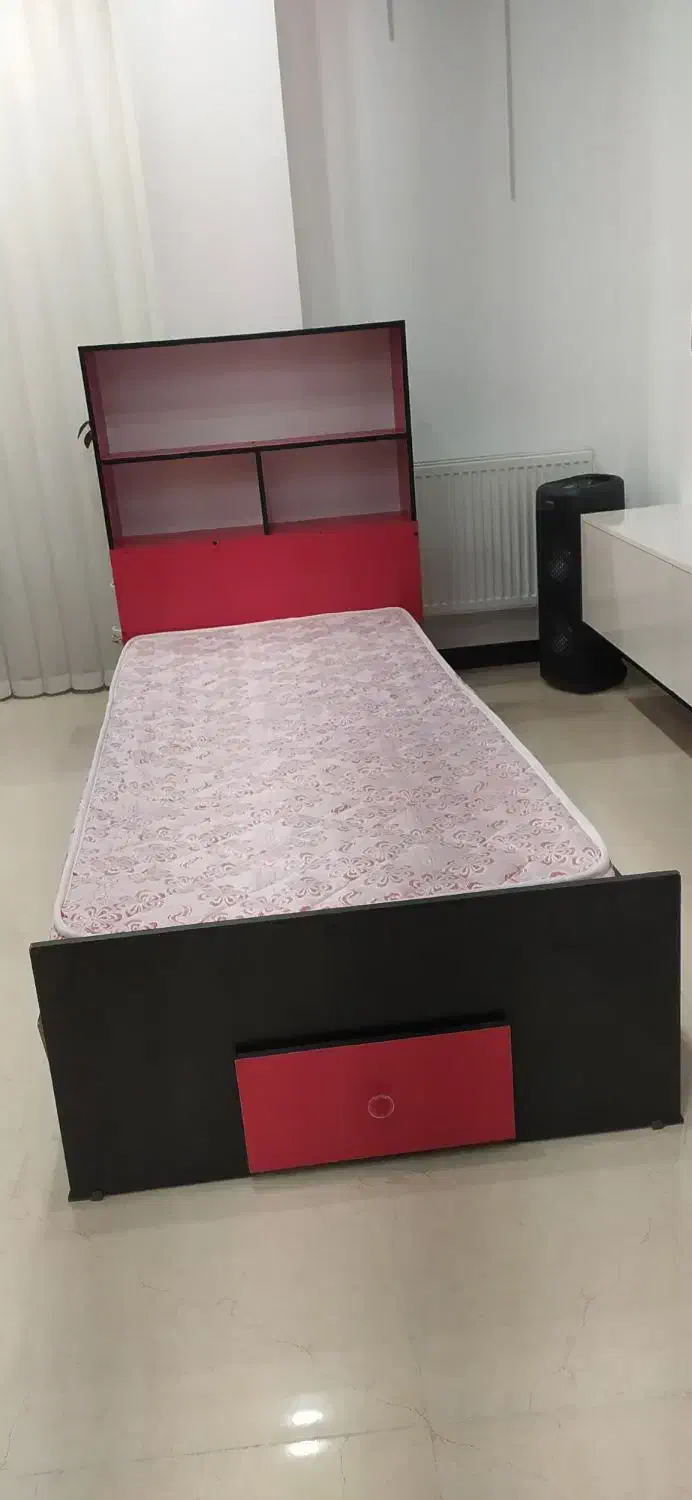 تختخواب تک نفره کتابخانه ی کشو دار|تخت و سرویس خواب|زنجان, |دیوار