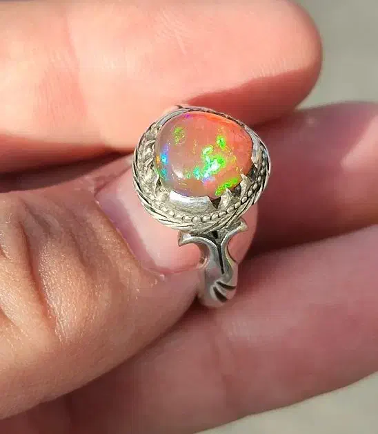 انگشتر نقره دست ساز طهران فدک سنگ اوپال|بدلیجات|تهران, نیروی هوایی (پیروزی)|دیوار