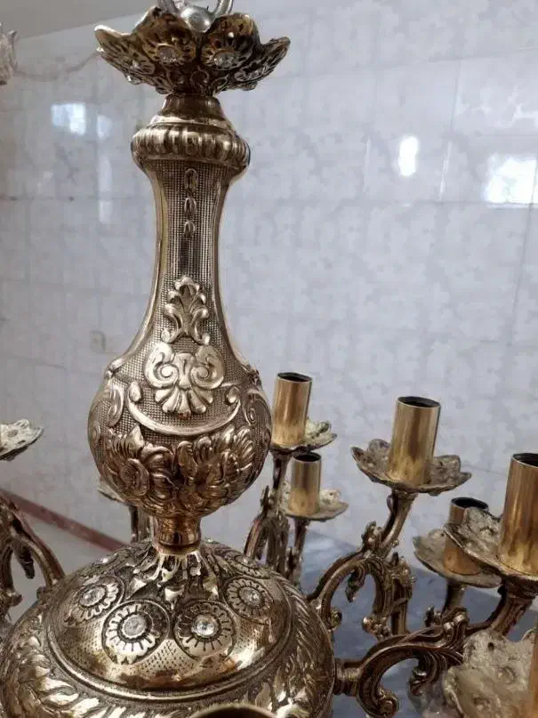 جشنوارفروش لوستر شش شاخه دوازه شعله برنز با ضمانت|لوستر و چراغ آویز|کرمانشاه, |دیوار