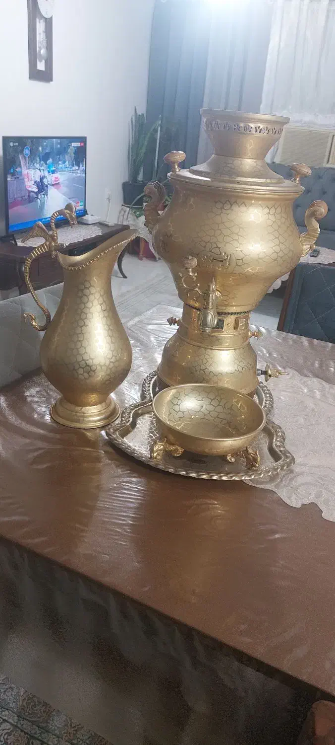 سرویس سماور /سینی/پارچ/کاسه طلایی|سماور، چای‌ساز، قهوه‌ساز|گرگان, |دیوار