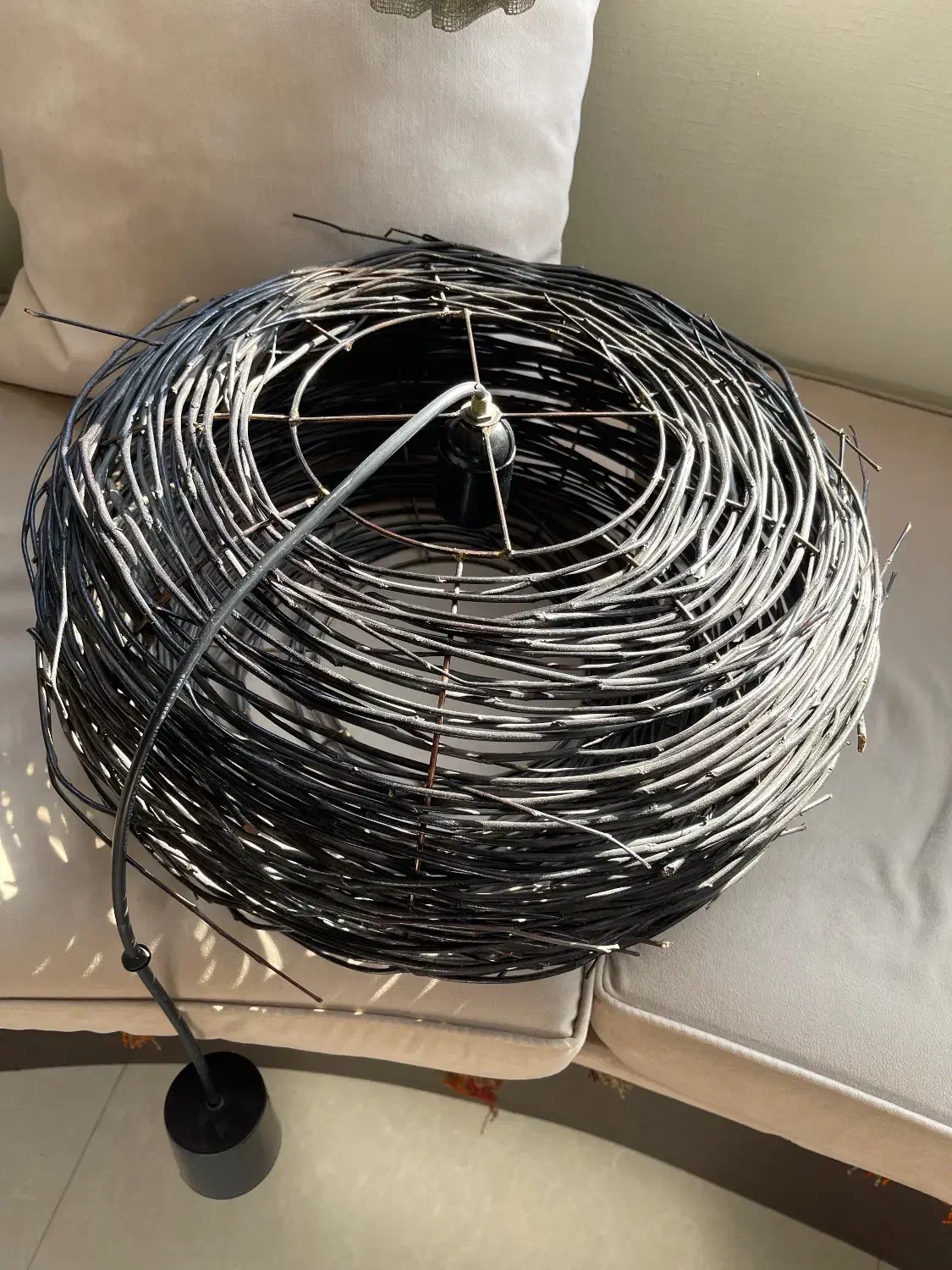 لوستر چوب حصیری مشکی|لوستر و چراغ آویز|مشهد, کوثر|دیوار