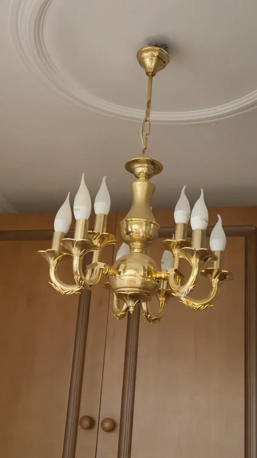 ست لوستر و دیوارکوب های قدیمی سنگین روکش آب طلا|لوستر و چراغ آویز|تهران, اباذر|دیوار