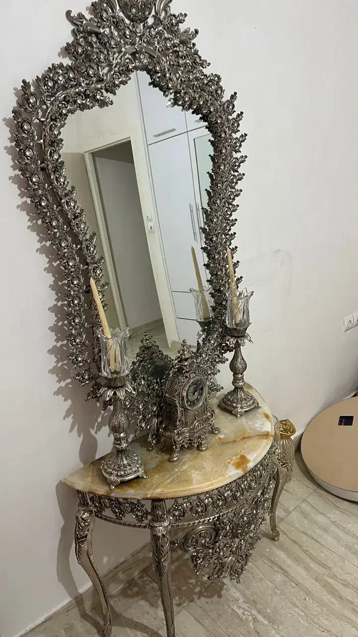 آینه کنسول شمعدانی طرح برنزی|بوفه، ویترین، کنسول|ارومیه, |دیوار