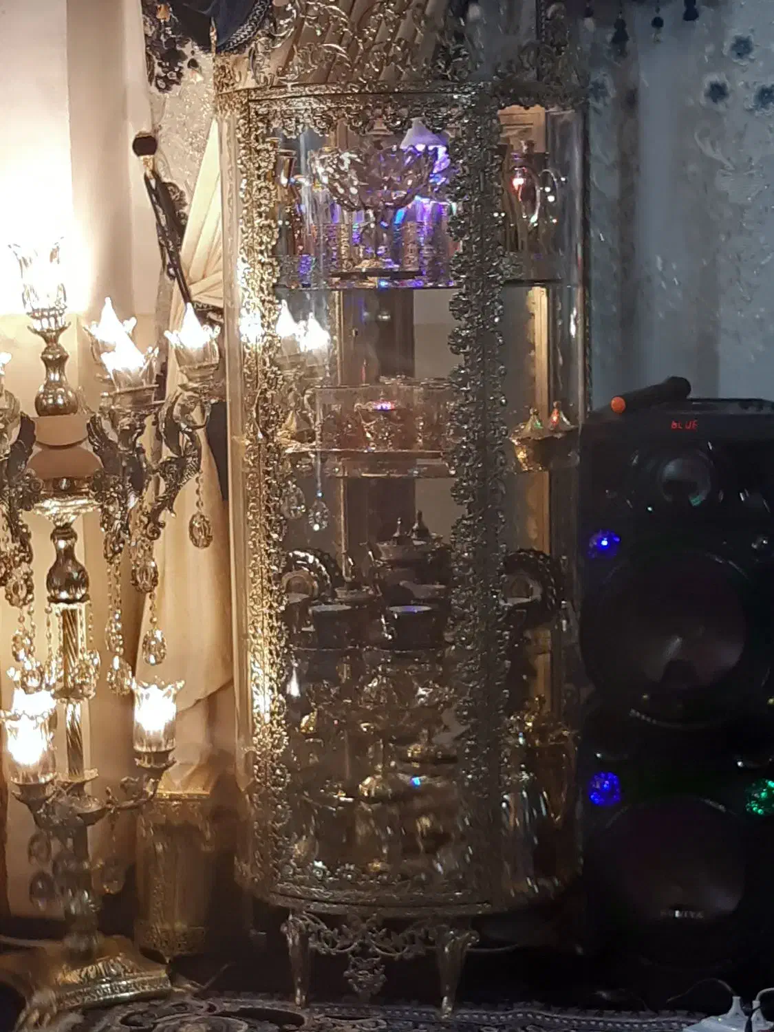 لوستر برنجی ۱۰ شاخه  کنار سالونی|لوستر و چراغ آویز|بیرجند, |دیوار