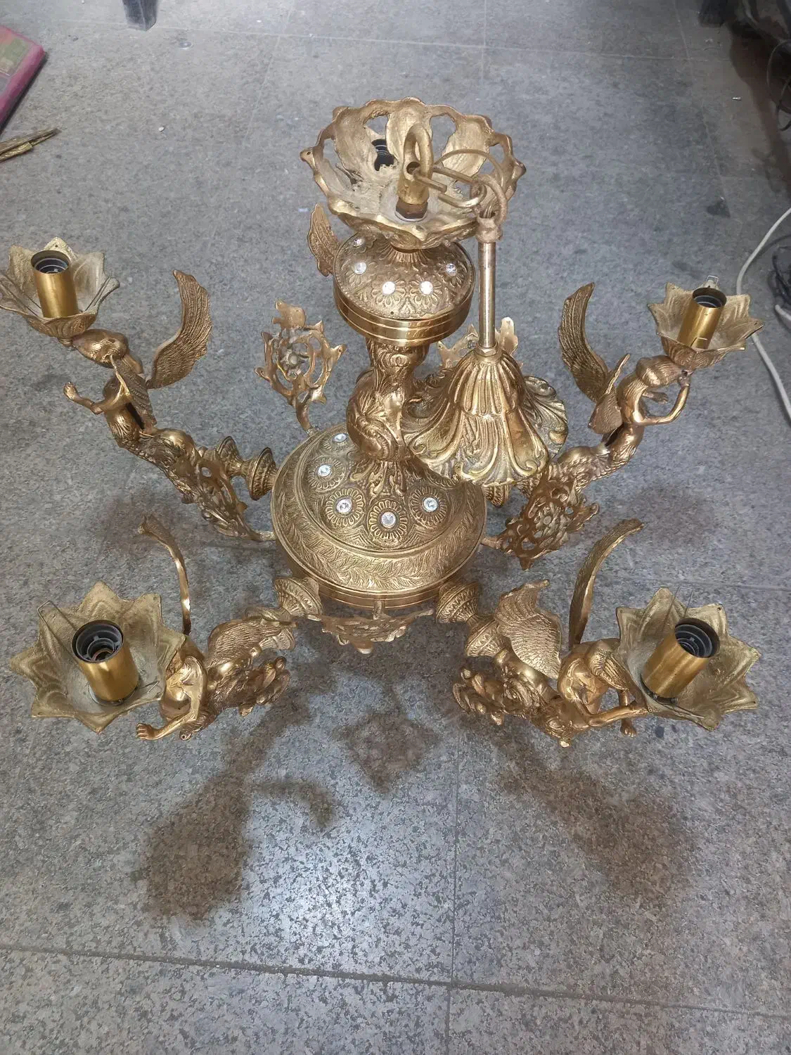 لوستر۵شاخه ملائکه سنگین تمام برنز وارتفا۷۰در۶۵|لوستر و چراغ آویز|پاکدشت, پاکدشت (مامازند)|دیوار