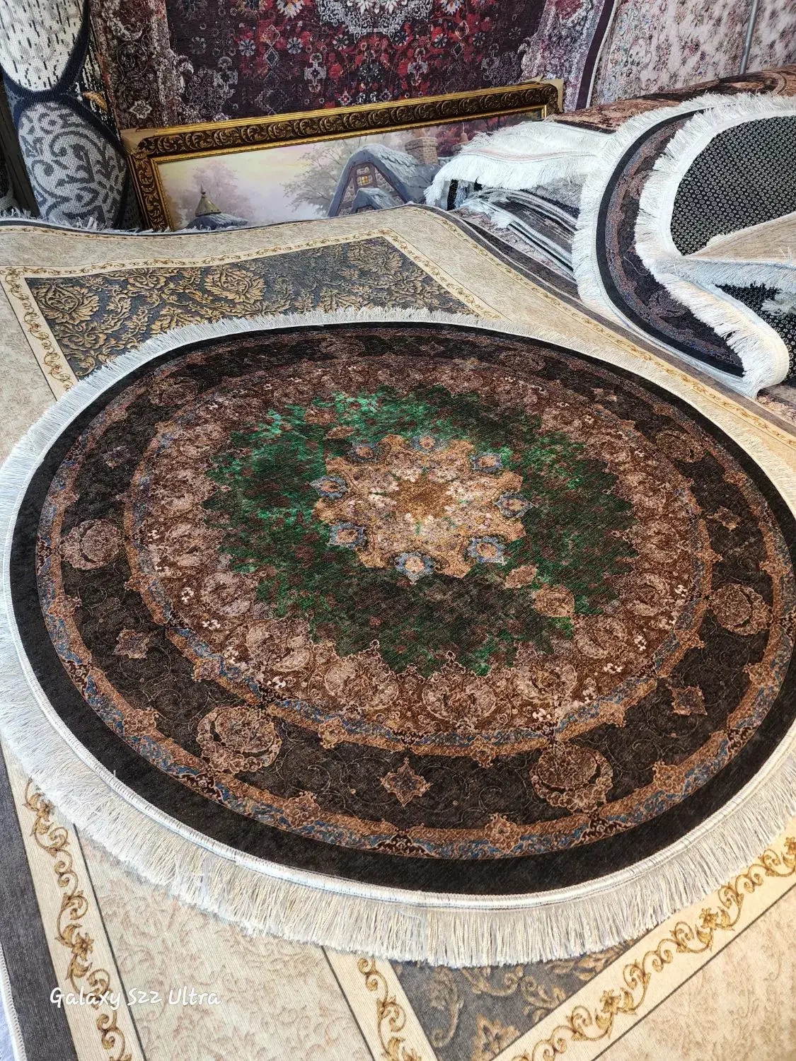 فرشینه گرد قطر یک ، ترک اصل|گلیم، جاجیم، گبه|قوچان, |دیوار