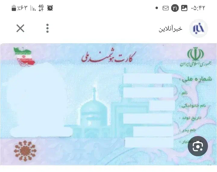 گمشده کارت ملی نرگس صالحی|اشیا|اصفهان, مولوی|دیوار