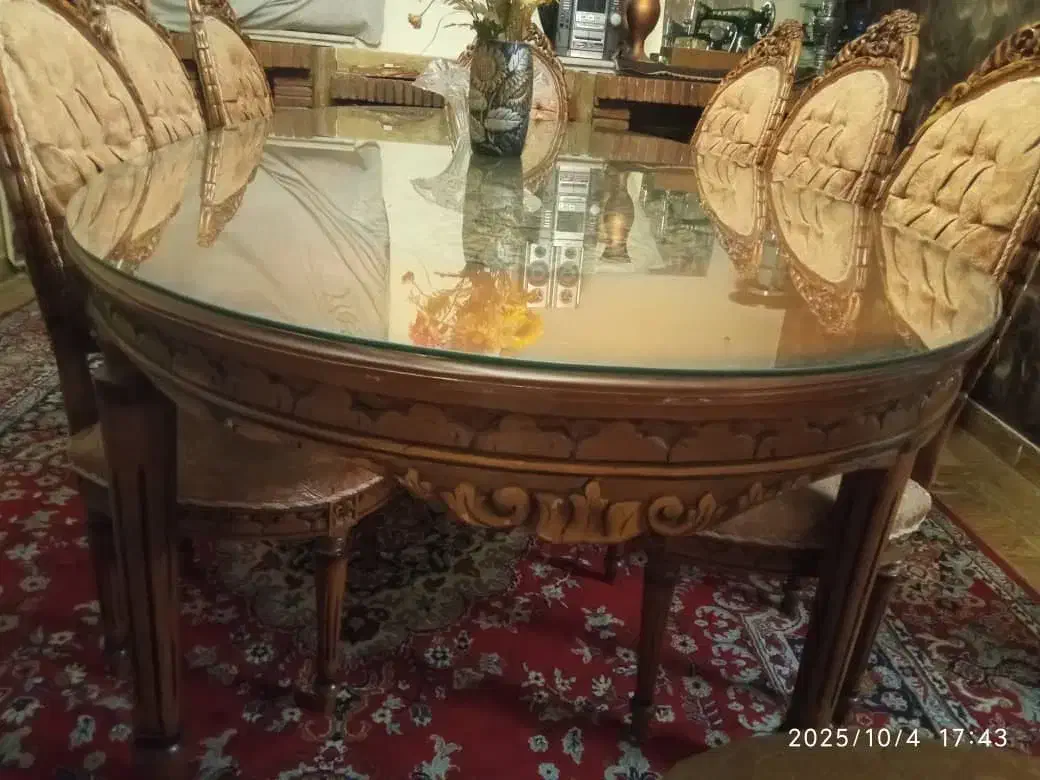 نهار خوری استیل ۸ نفره تمام چوب و شیشه روش|میز و صندلی غذاخوری|تهران, سید خندان (جلفا)|دیوار