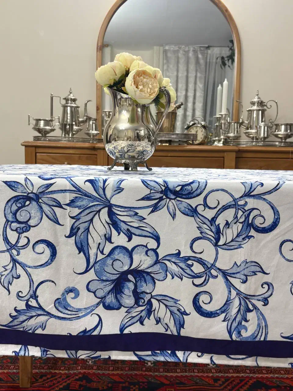 رومیزی و رانر های سفیدآبی|پرده، رانر، رومیزی|تهران, باغ خزانه|دیوار