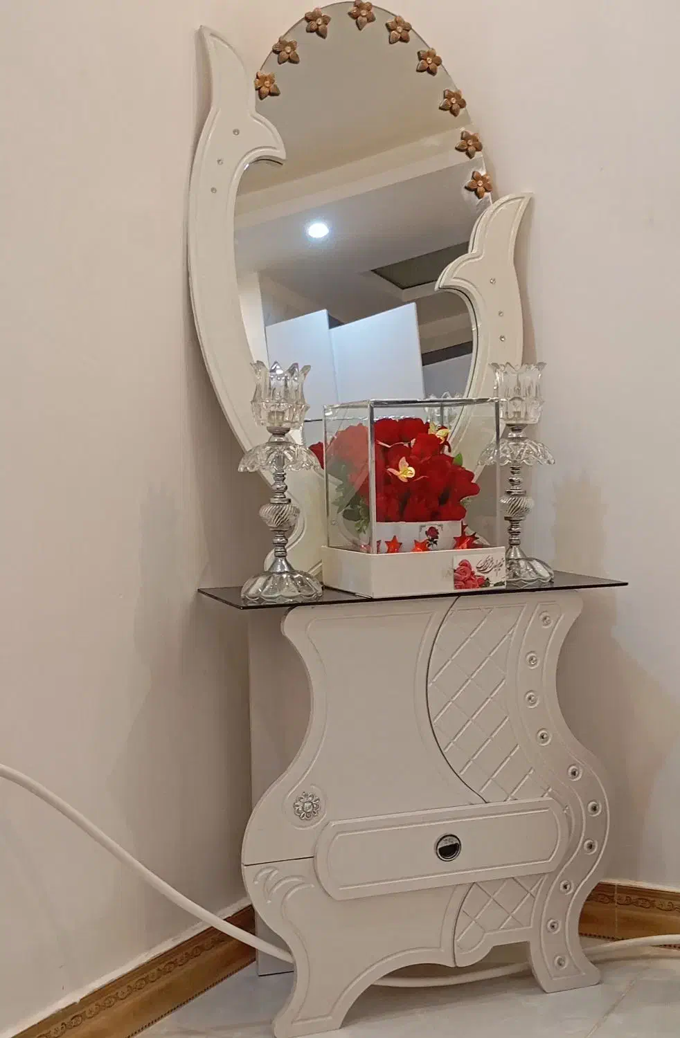 آیینه و کنسول دوتا شمعدان|بوفه، ویترین، کنسول|اهواز, کوی مهدیس|دیوار