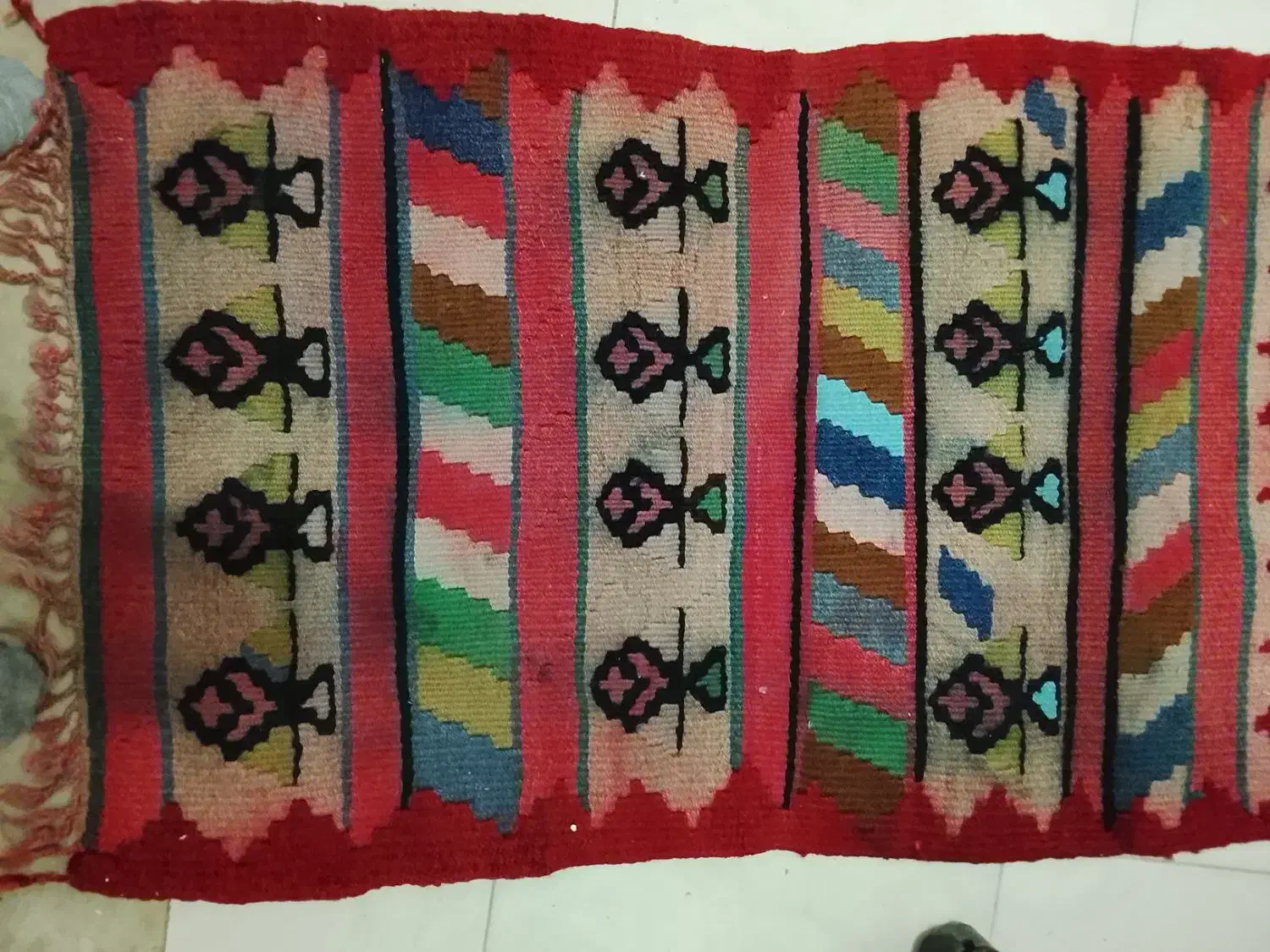 گلیم قدیمی کهنه|گلیم، جاجیم، گبه|بیجار, |دیوار