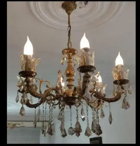 دو عدد لوستر برنجی ۶شاخه|لوستر و چراغ آویز|پاکدشت, پاکدشت (مامازند)|دیوار