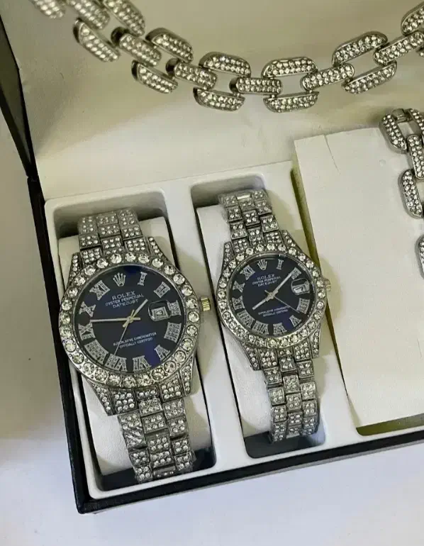 ست ساعت و اکسسوری رولکس فول نگین تقویم دار|ساعت|سنندج, |دیوار