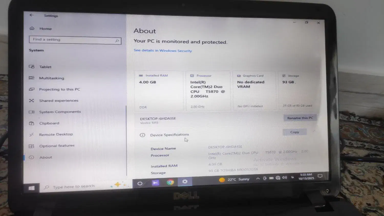 لبتاپ دل vestro 1015|رایانه همراه|سنندج, |دیوار
