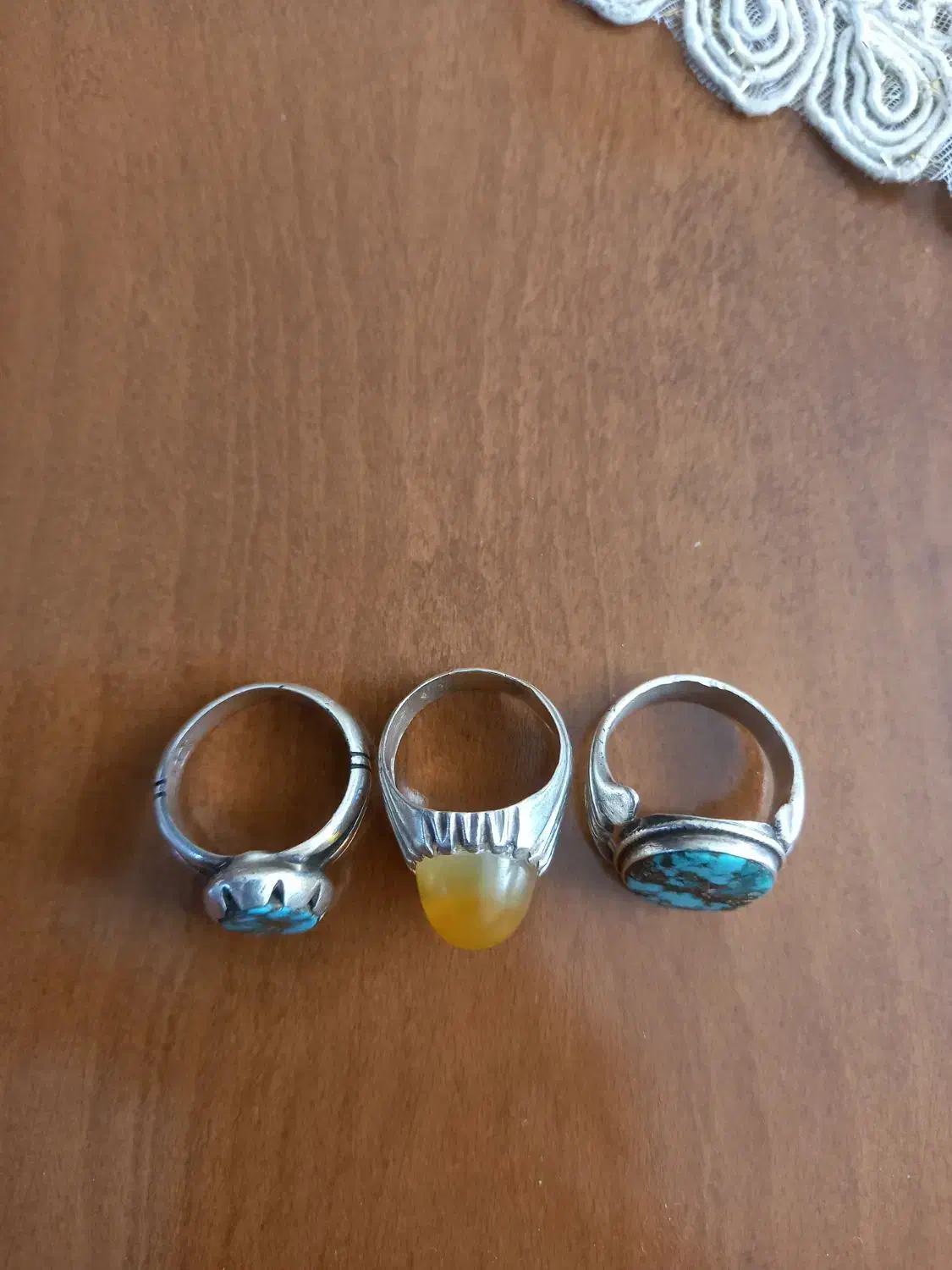 ۳عدد انگشتر نقره ،۲تاش سنگ فیروزه،یکی باباقوری|جواهرات|بروجرد, |دیوار