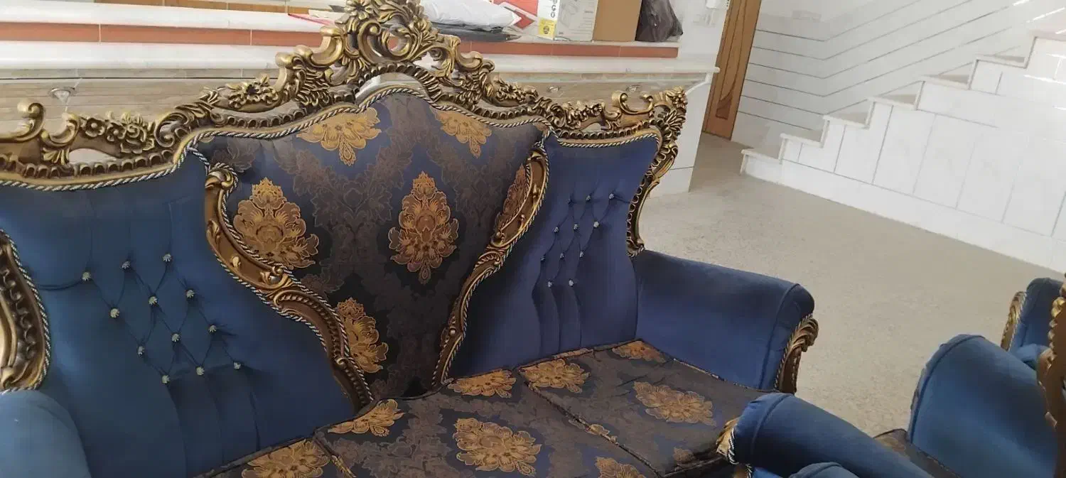 مبل سلطنتی ۹ نفره|مبلمان خانگی و میز عسلی|قهدریجان, |دیوار