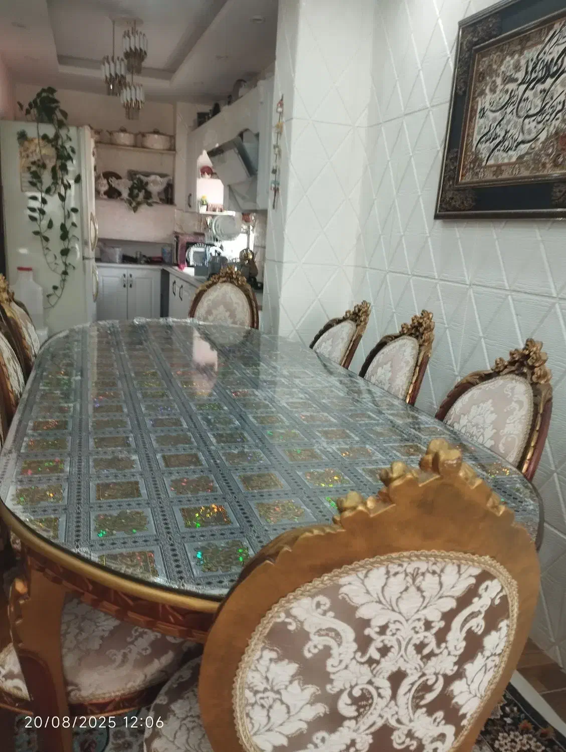 میز نهارخوری ۸نفره همراه با مبلمان|میز و صندلی غذاخوری|تولم شهر, |دیوار