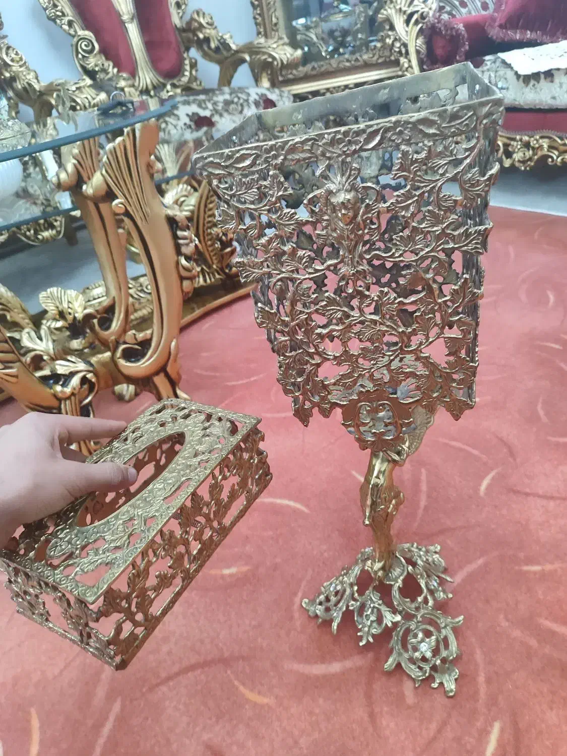 سطل آشغال و جا دستمالی برنز|صنایع دستی و سایر لوازم تزئینی|میاندوآب, |دیوار