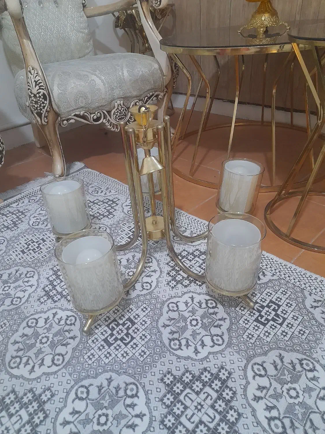 لوستر طلایی ۵ شاخه|لوستر و چراغ آویز|اسلامشهر, شهرک قائمیه|دیوار