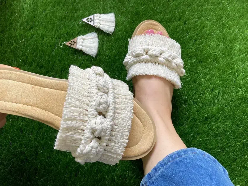 دمپایی مکرومه|کیف، کفش، کمربند|دزفول, |دیوار