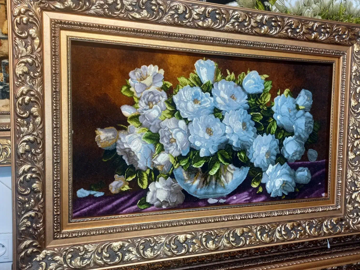 تابلو فرش دستباف گل رز سفید قاب اعلا golha|تابلو فرش|تهران, نارمک|دیوار