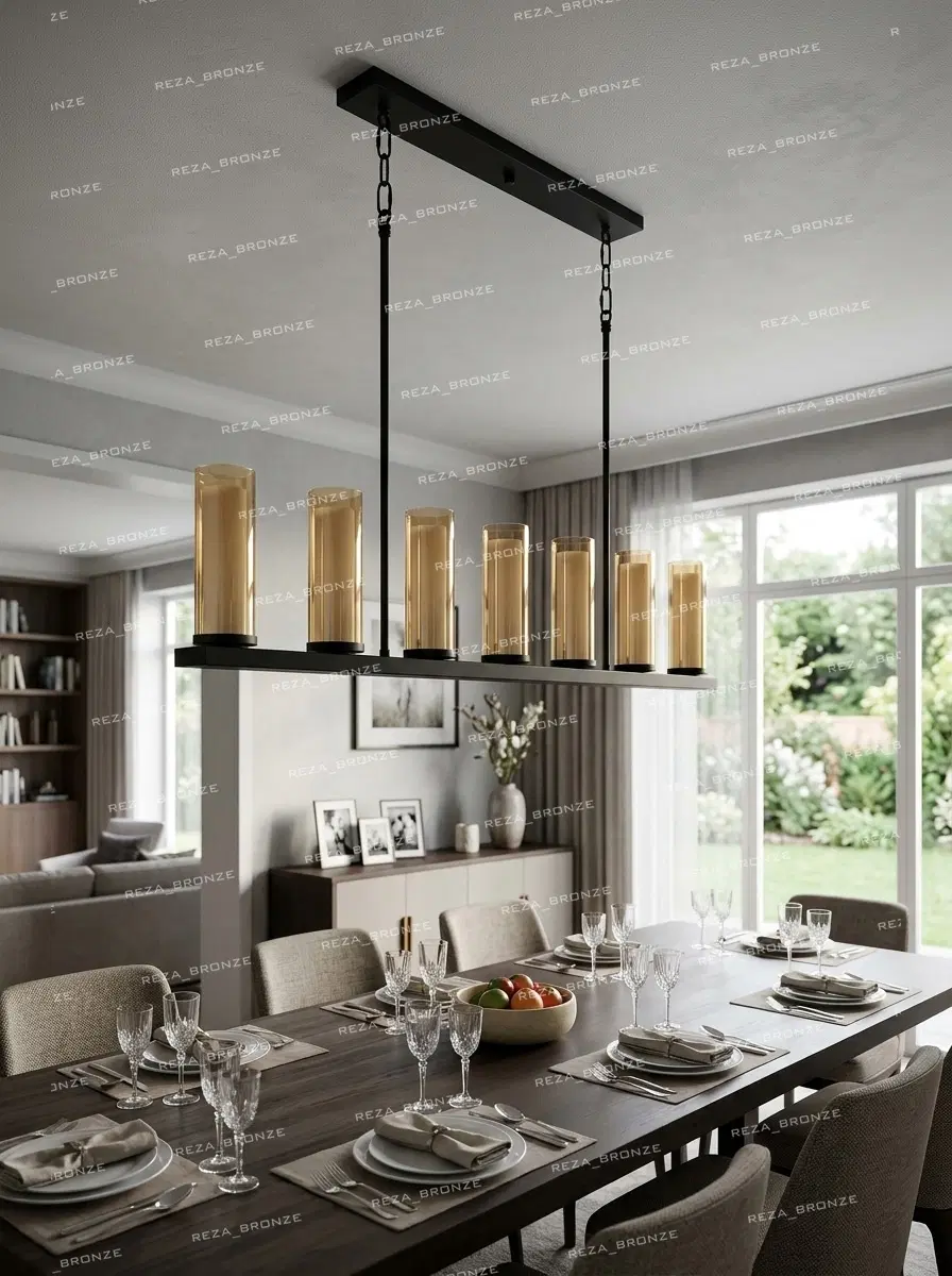 لوستر آویز خطی لاینری نهار خوری جزیره حبابی دوگلس|لوستر و چراغ آویز|تبریز, |دیوار