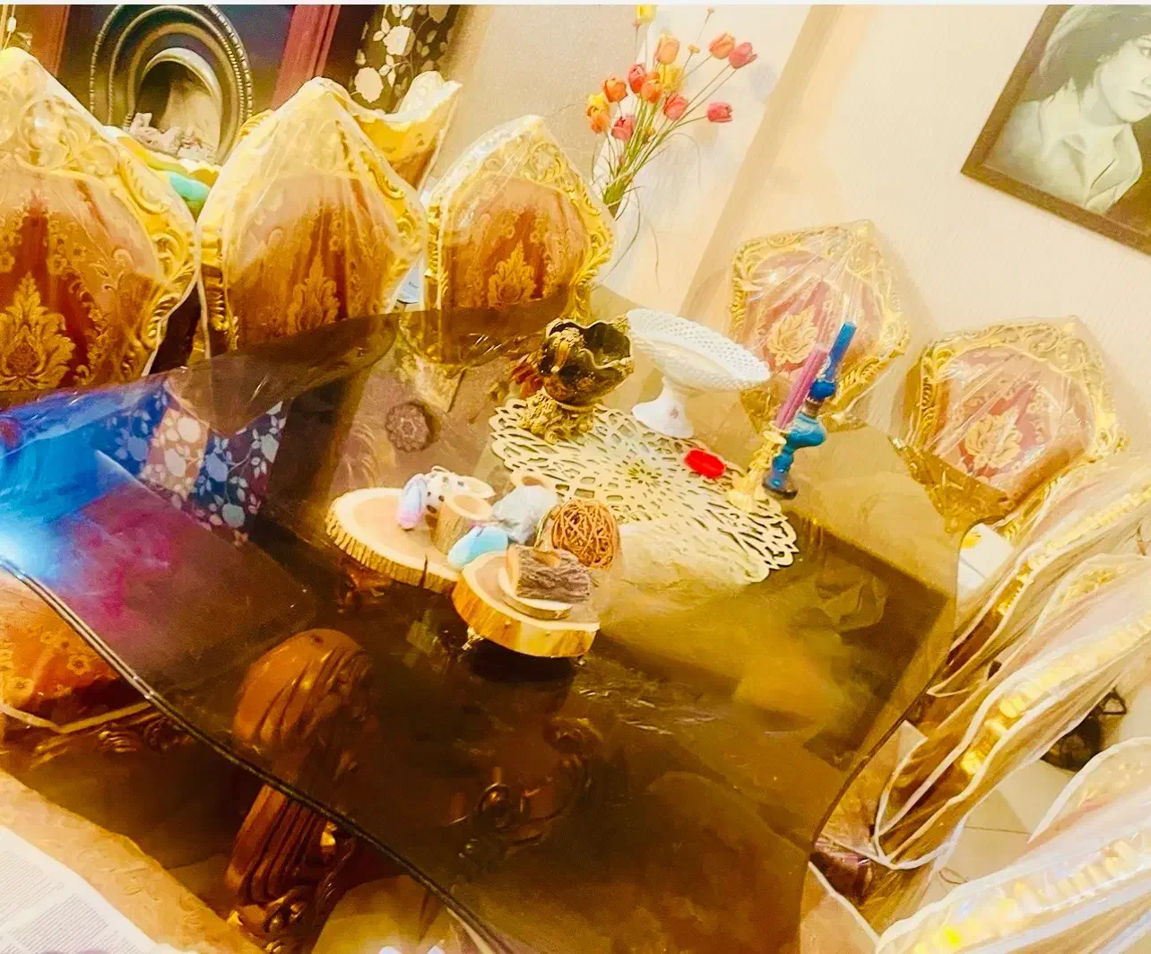 مبلمان سلطنتی ۹ نفره ورق طلا با نهارخوری ۸ نفره|مبلمان خانگی و میز عسلی|تهران, مهران|دیوار