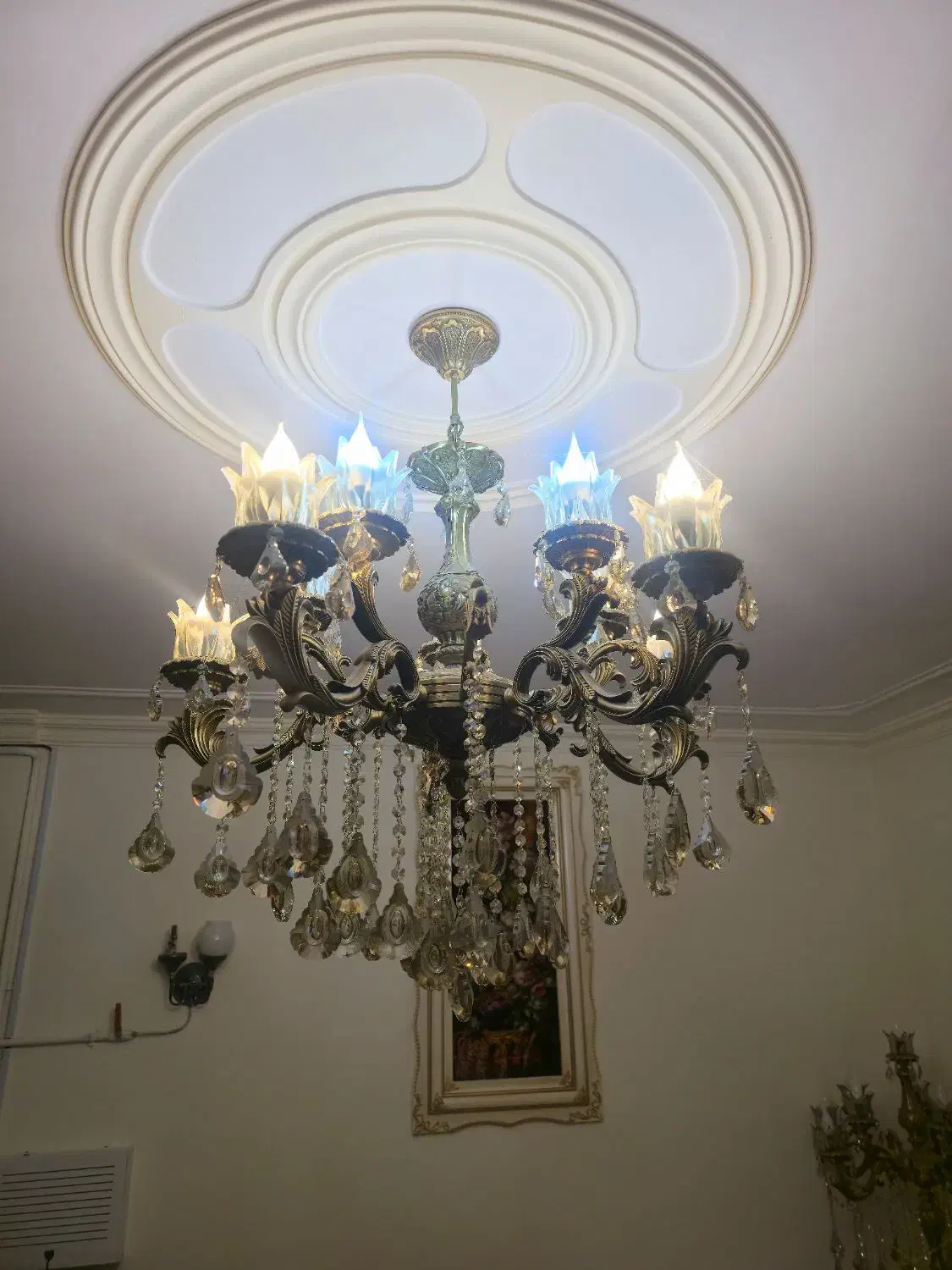 لوستر برنز ۵ شاخه دوبل ۱۰ لامپه|لوستر و چراغ آویز|ارومیه, |دیوار