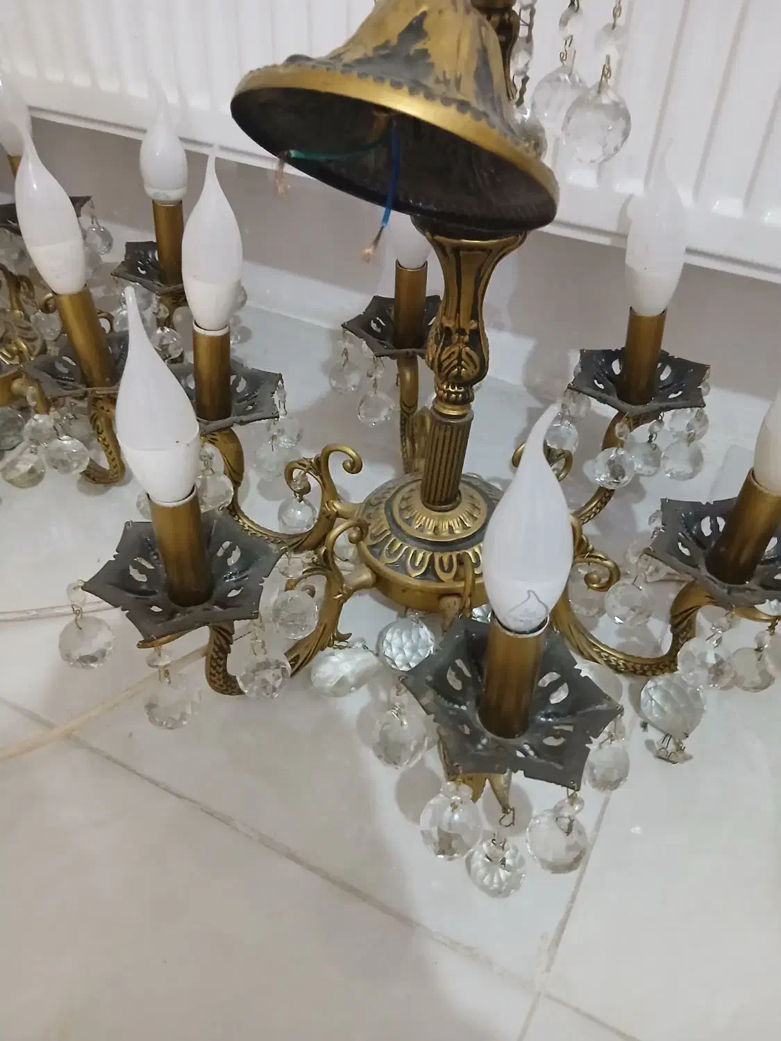 لوستر شش شاخه مدل قو قدیمی همراه با لامپ|لوستر و چراغ آویز|کهریزک, |دیوار