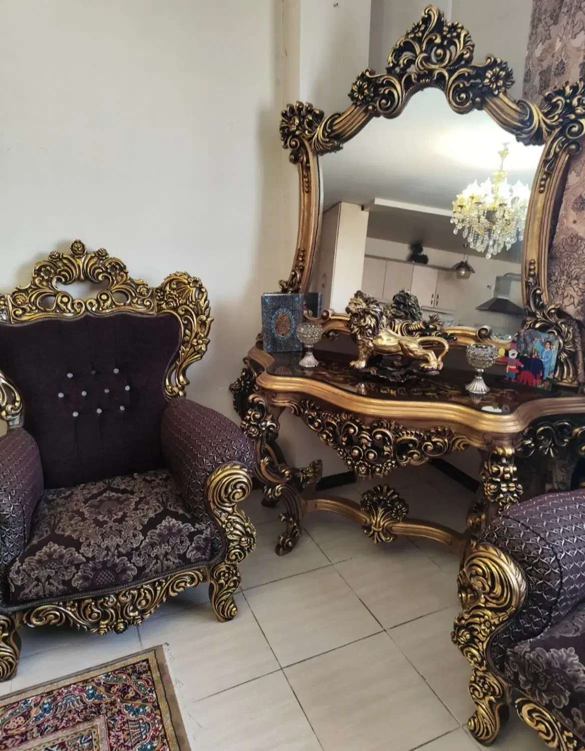 مبل استیل سلطنتی ۹نفره با کنسول|مبلمان خانگی و میز عسلی|بروجرد, |دیوار