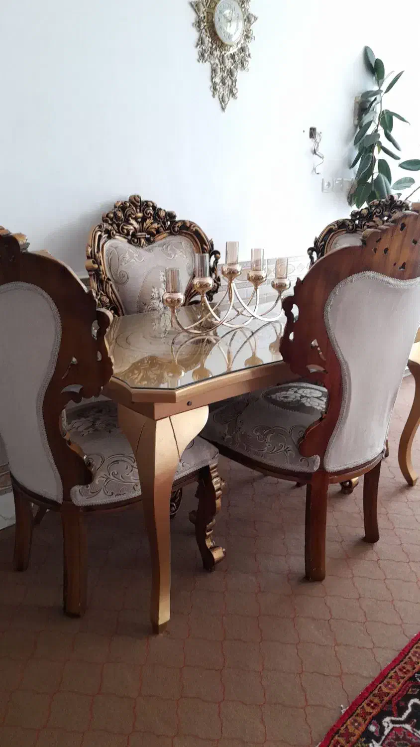 میز و صندلی غداخوری چهار نفره سلطنتی|میز و صندلی غذاخوری|عجب شیر, |دیوار