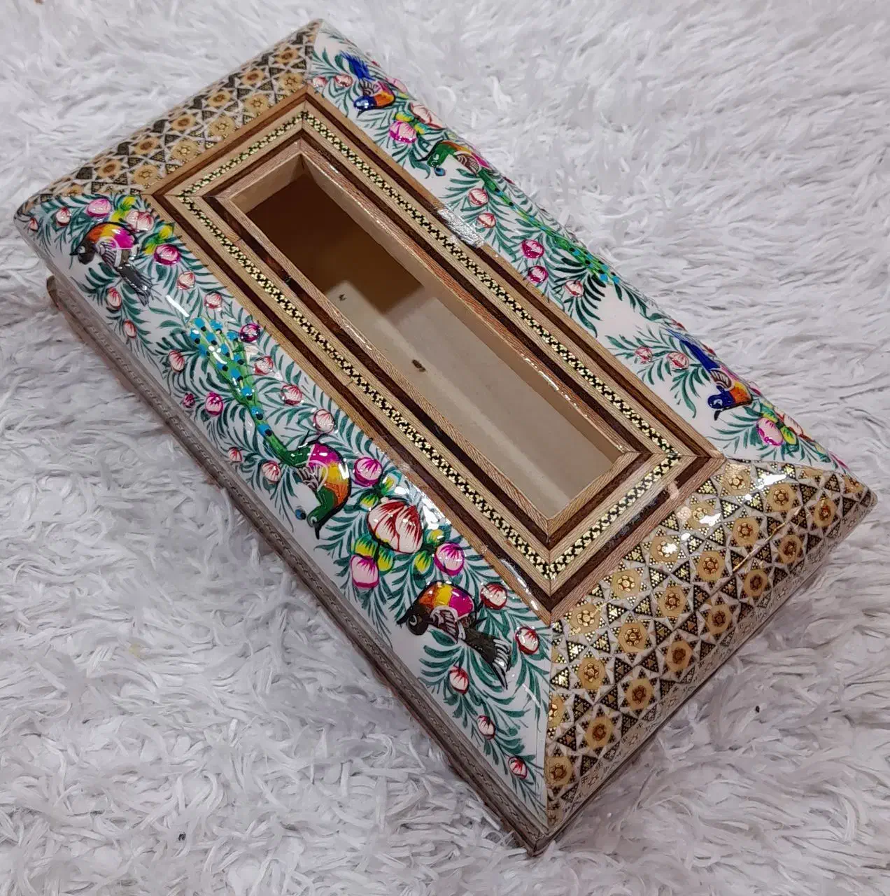 جعبه دستمال کاغذی خاتم کاری|صنایع دستی و سایر لوازم تزئینی|قم, صفائیه|دیوار