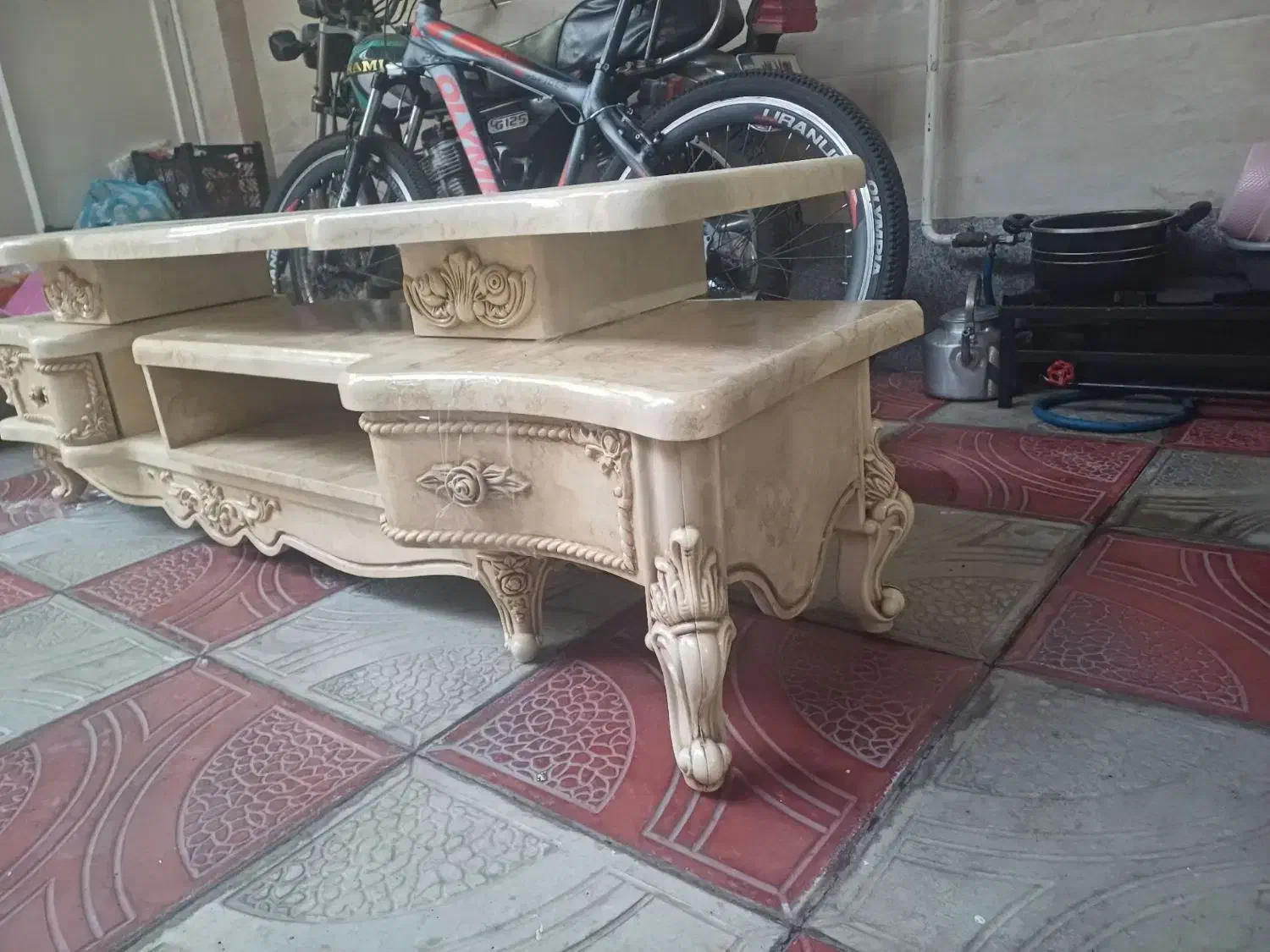 میزتلویزیون چوبی درطرح سلطنتی|میز تلویزیون|سلماس, |دیوار