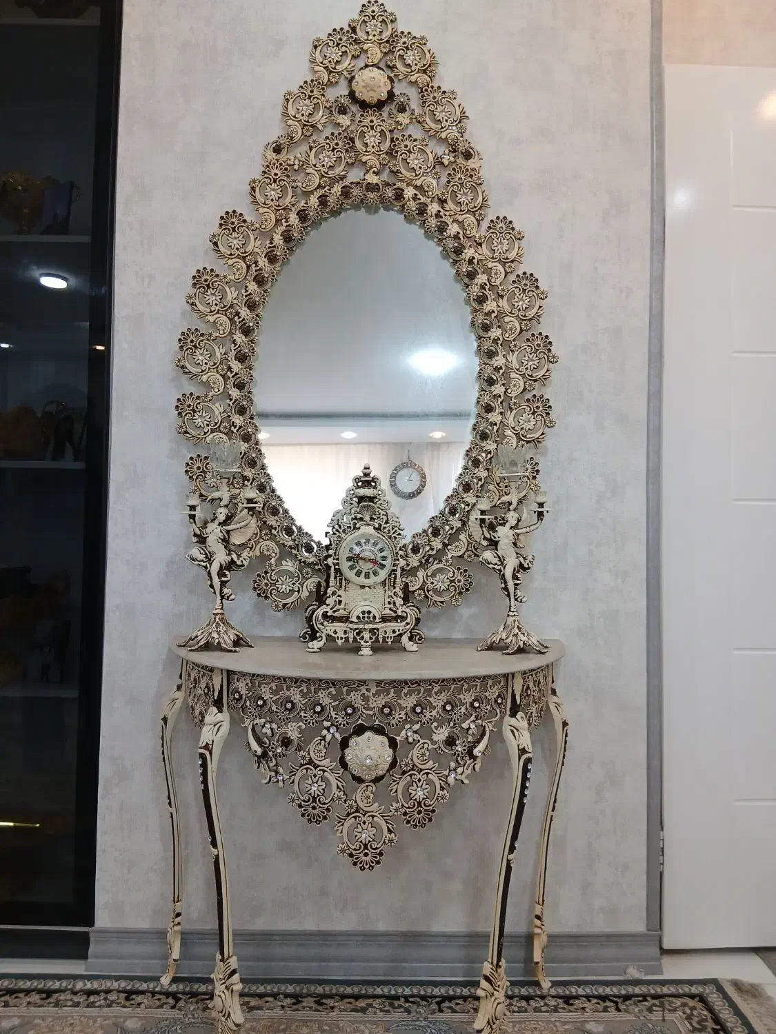 آینه شمعدان|آینه|مبارکه, |دیوار